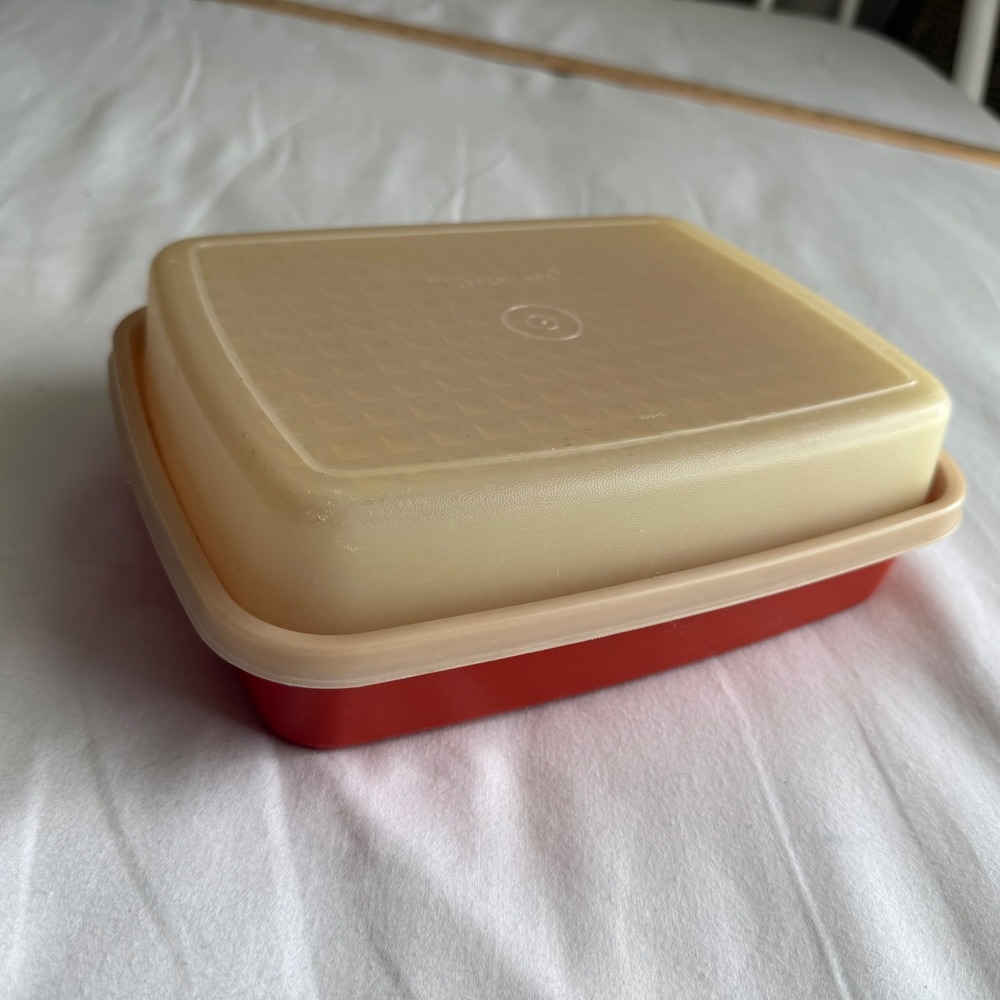 Vintage Tupperware Meat Keeper Marinade Container Red Paprika 794 Lid 795